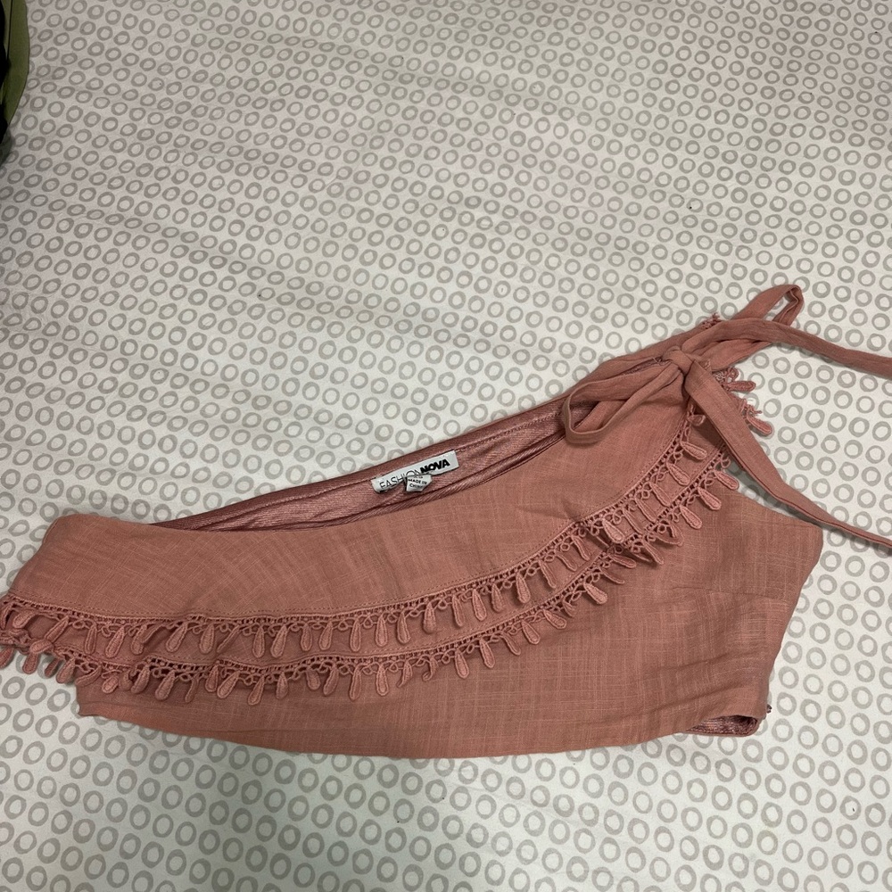 Fashion Nova Dusty Rose One-Shoulder Top